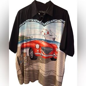 Men’s Tori Richard Aloha Shirt. Classic Car Print